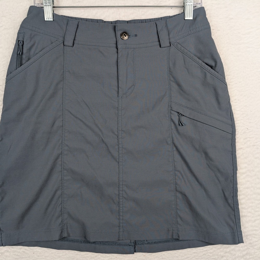 Duluth Trading Dry on the Fly Skort Women's Sz 8 Blue Nylon Stretch Pockets UPF